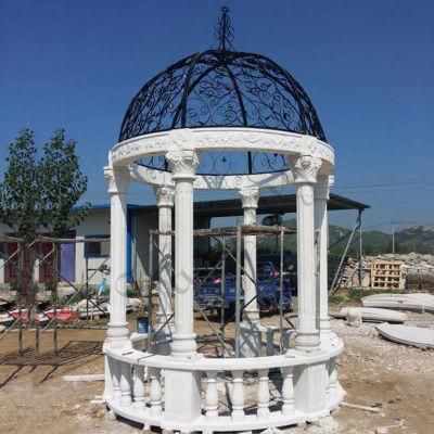 European Antique Metal Dome Marble Columns Garden Gazebo