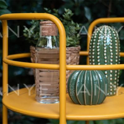 Portable Metal Removable Garden Trolly Two Layers Food Storage Truck Side Table Outdoor Furniture