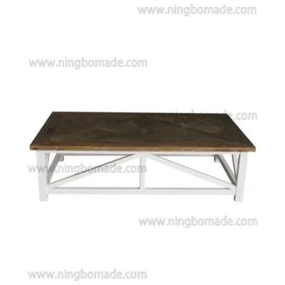 French Classic Provincial Vintage Furniture Natural and Pure White Recycled Elm Wood Coffee Table