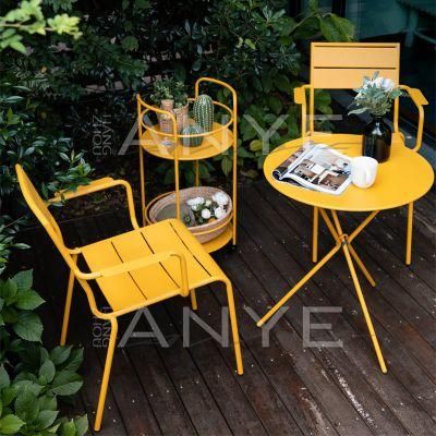 Outdoor Modern Furniture Durable Solid Steel Mobile Food Truck Two Layers Side Table with 4 Wheels