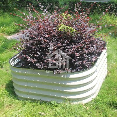 90X90X44cm Outdoor Raised Garden Beds Galvanized Steel Flower Pot Oval Garden Bed