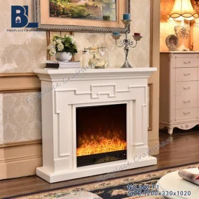 Modern Simple LED Lights Insert White Wooden Mantel Heating Electric Fireplace Hotel Lobby Furniture
