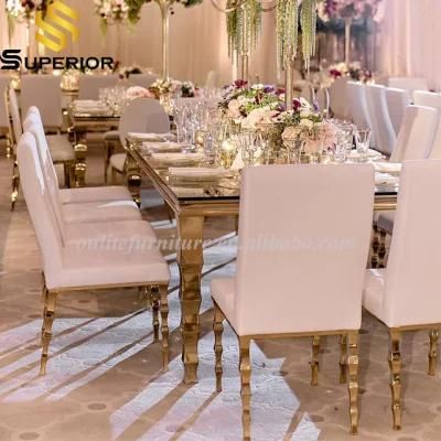 Golden Metal Frame Hotel Banquet Dining Table for Wedding