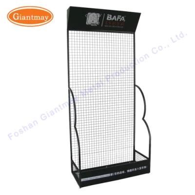 Customized Metal Exhibition Store Floor Standing Black Wire Shelving Panel Display Stand