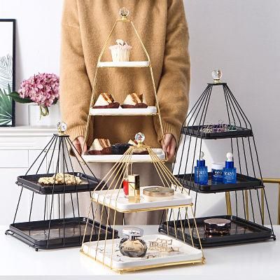 European Creative Dessert Exhibition Stand Double-Layer Three-Layer Ceramic Plate Afternoon Tea Cake Dessert Dry Fruit Cake Stand