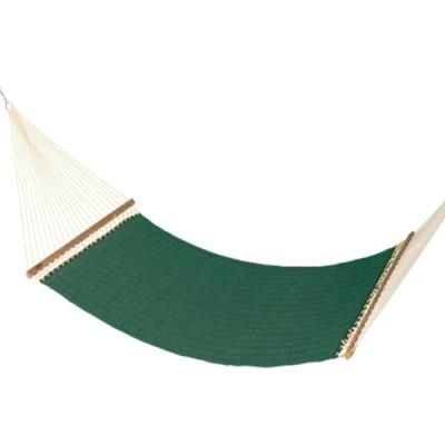 Portable New Olefin Quilted Fabric Hammock Outdoor Padded Reversible Dark Green