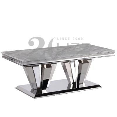 Modern Simple Design Silver Metal Home Furniture Italian Dining Room Restaurant Dining Table