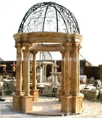 European Antique Style Hand Carved Stone Sculpture Marble Gazebo (SYMG-023)