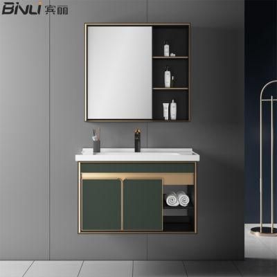 European Style Modern Under Sink Wash Basin Aluminum Bathroom Cabinets with Mirror