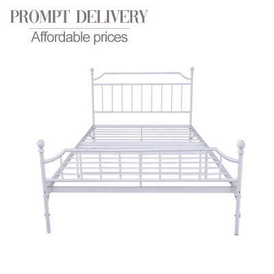 Manufacturer New Design Single Double Size White Wrought Iron Metal Beds Frame