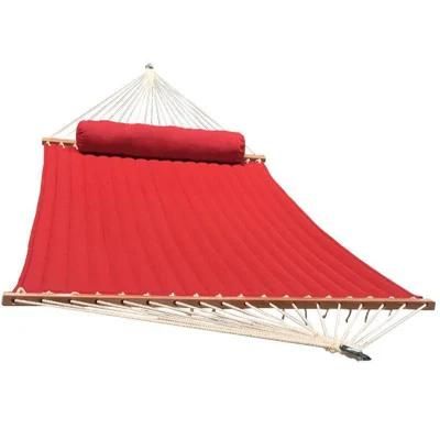 13 Foot Quilted Fabric Hammock Red Mildew Resistant Hammock for Two Person