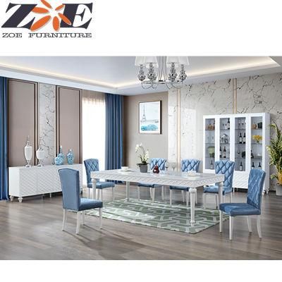 Modern MDF and Solid Wood Dining Table with Eight Chairs