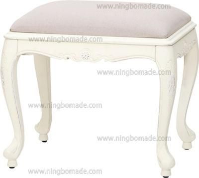 Nordic Louis Style Household Furniture Natural Top and Louis White Down Dresser Stool