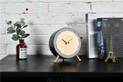 Cute Table Clock Round Metal Crafts Desk &amp; Table Clocks Desktops Iron Table Clock