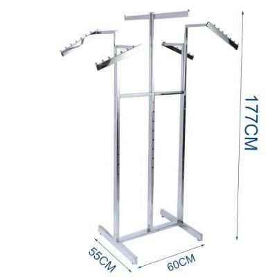 European Shopping Mall 6-Way Clothing Rack with Mixed Arms on Wheels