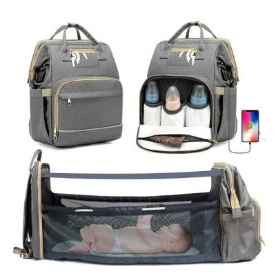 Three-in-One Multi-Function Waterproof Maternity Nursing Handbag Stroller Nappy Bag Bed Backpack Diaper Bag with Bassinet