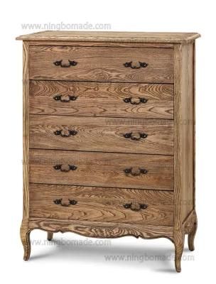 Antique French Vintage Furniture Nature Ash Five Drawers Chest of Drawers Cabinet