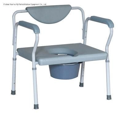 Commode Chair European Fat People Large Seat Width Heavy Duty Elderly Chair with Bucket Detached Plastic Steel for Obese Patients