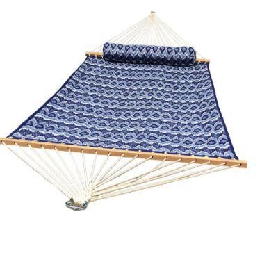 Delux Blue Printed Double Polyester Quilted Hammock with Spreader Bar