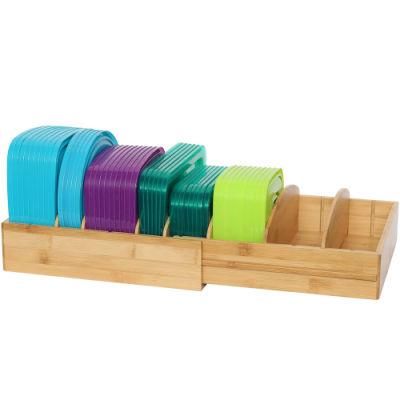 Expandable Bamboo Food Lid Rack with 8 Detachable Dividers