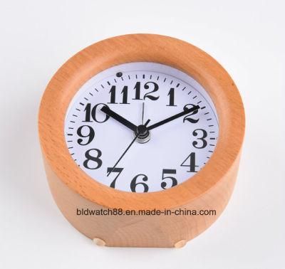LED Wooden Clock silent Desk Table Alarm Clock for Gift