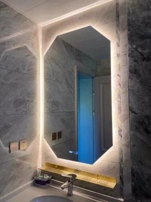 Sairi Hexagon and Square Bathroom LED Vanity Mirror 2021 Gold Smart LED Mirror for Bathroom