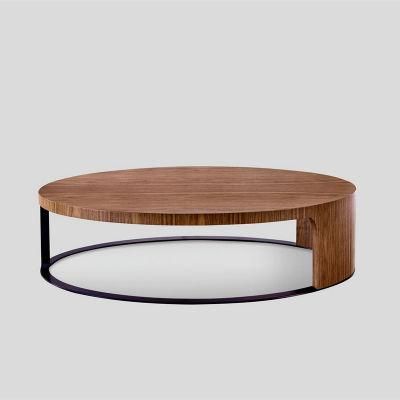 Concise Home Fty Direct Sale Modern Living Room Furniture Wooden Body with Metal Base Oval Coffee Table