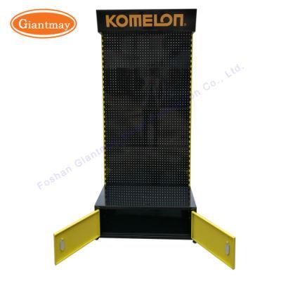 Metal Perforated Hardware Tools Display Shelf Stand with Light Box Header