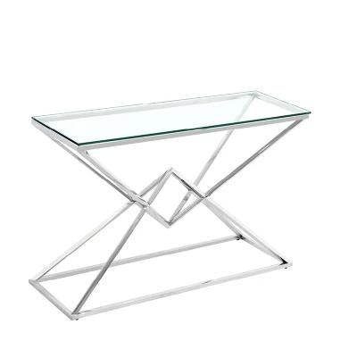 European Style Home Banquet Wedding Furniture Cheap Glass Top Console Dining Table/Side Table