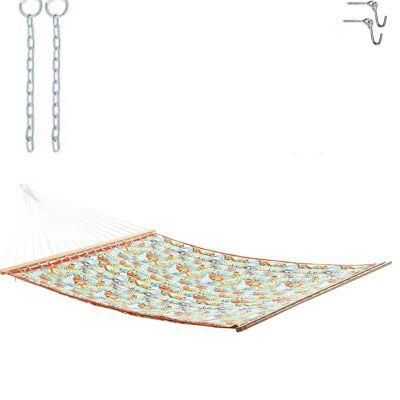 Double Two Person Polyester Spreader Bar Hammock Quilted Fabric Floral