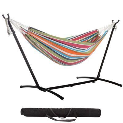 Brazilian Polycotton Hammock with Space Saving Stand Carry Bag Included Rainbow Stripe