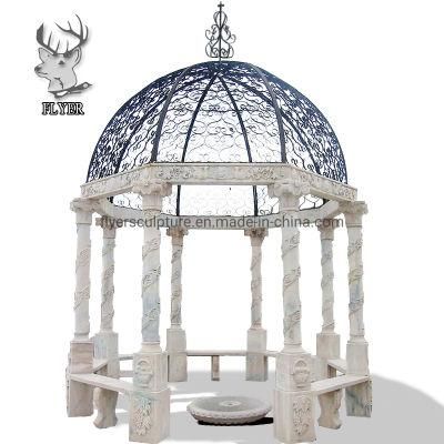 Customized White Marble Garden Decorative Stone Column Gazebo for Orthodox Church