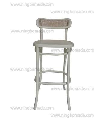 Antique Design Rustic Style Furniture White Solid Wood and Rattan Bar Chair