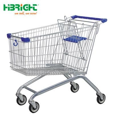 Large Volume Capacity European Style Metal Zinc Plated Shopping Cart