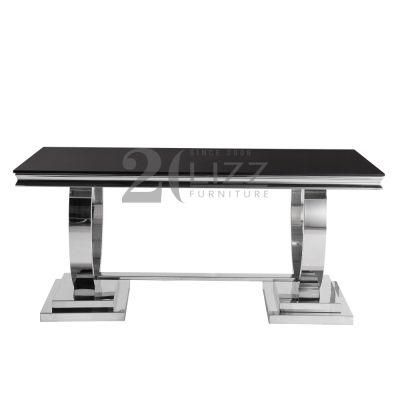 Direct Sale Good Quality Modern Luxury Home Furniture Dining Room Silver Metal Leg Dining Table