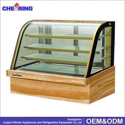 Modern Double Layers Curved Glass Window Refrigerated Pastry Marble Cake Showcase Refrigerated Pastry Cake Showcase