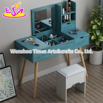 Customize Girls Bedroom Wooden Dressing Table with Fold Down Mirror W08h160
