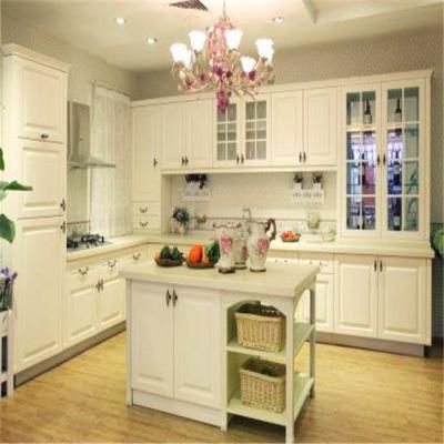 White Wooden Kitchen Cabinets French Style Luxury Solid Wood Shaker with Quartz Countertops Island