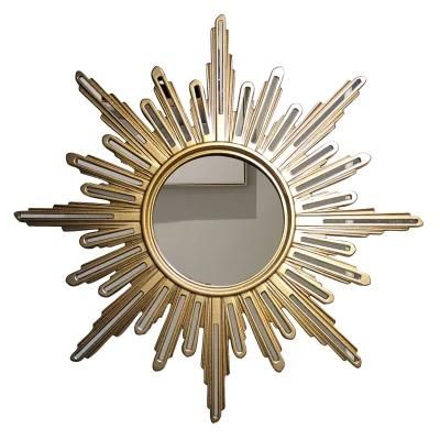 Gold Color Decorative Sun Shaped Wall Mirror Makeup Mirror
