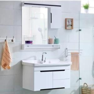 White Modern PVC Bathroom Vanity with Shelf