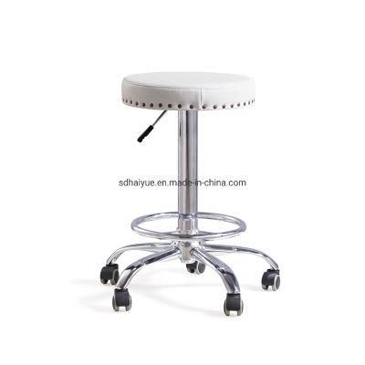 Round Seat Master Salon Beauty Roll Stool with Footrest