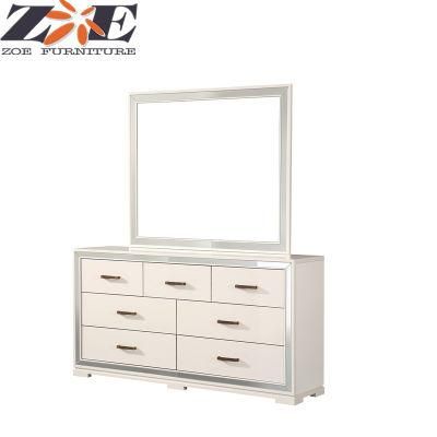 Modern Light Luxury MDF High Gloss PU Painting Mirrored Dresser with Mirror