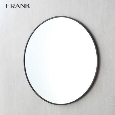 Round LED Wall Mount Bathroom Mirror Glass with Black Frame