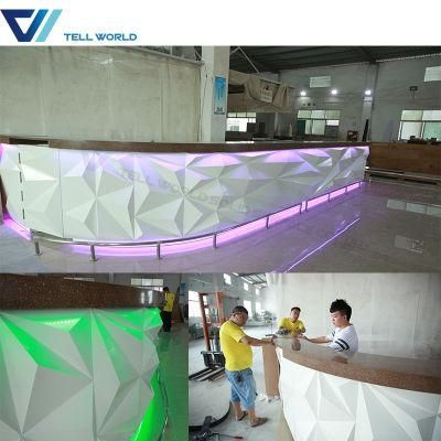 European Curved Design Bar LED Lighted Wet Professional Acrylic Commercial Bar Counter