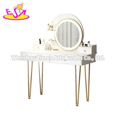 Luxury Girls White Small Wooden Makeup Vanity with Lights W08h163