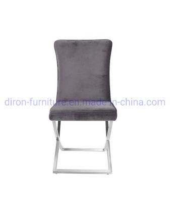 Modern European Style Hotel Dining Chair Stainless Steel Leg Velvet Dining Chair